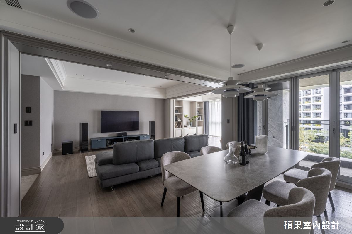 40坪3房2廳的新成屋為輕美式風格，原始格局不方正、動