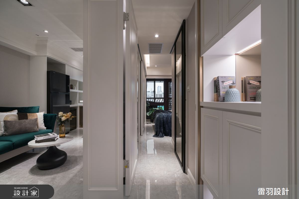 室內14坪空間原屋況收納不足、廊道狹窄無鞋櫃且具風水