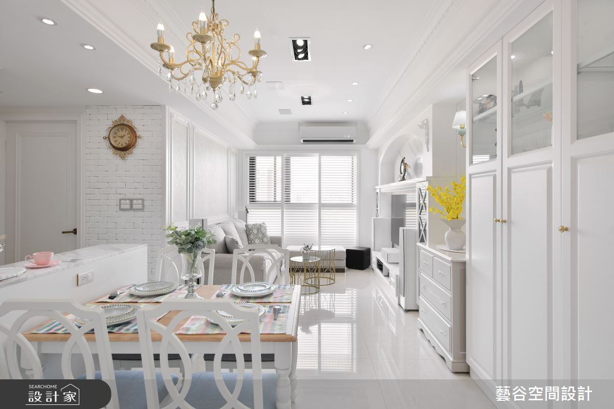此案為26坪美式風私宅，整體空間以大量的白色為基底，