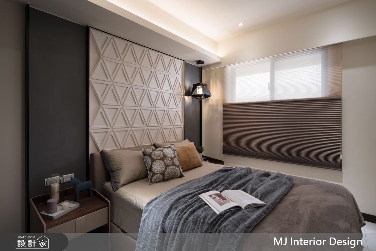 以現代風作為設計主軸，以大面積白色襯底，透過多元化