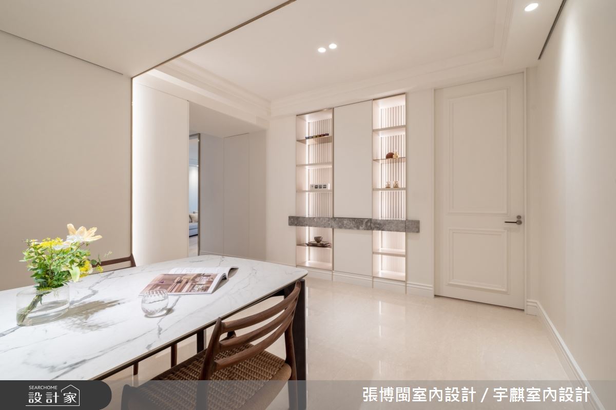 此案為58坪四房美式風家屋，入住一家三口，以純白色系