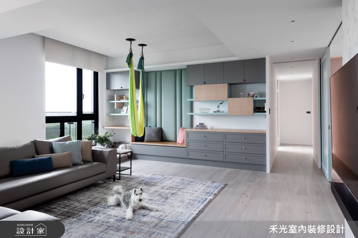 空中瑜珈在近年來相當熱門,但裝潢時須注意天花板和設備的承重性。>>看更多案例圖片