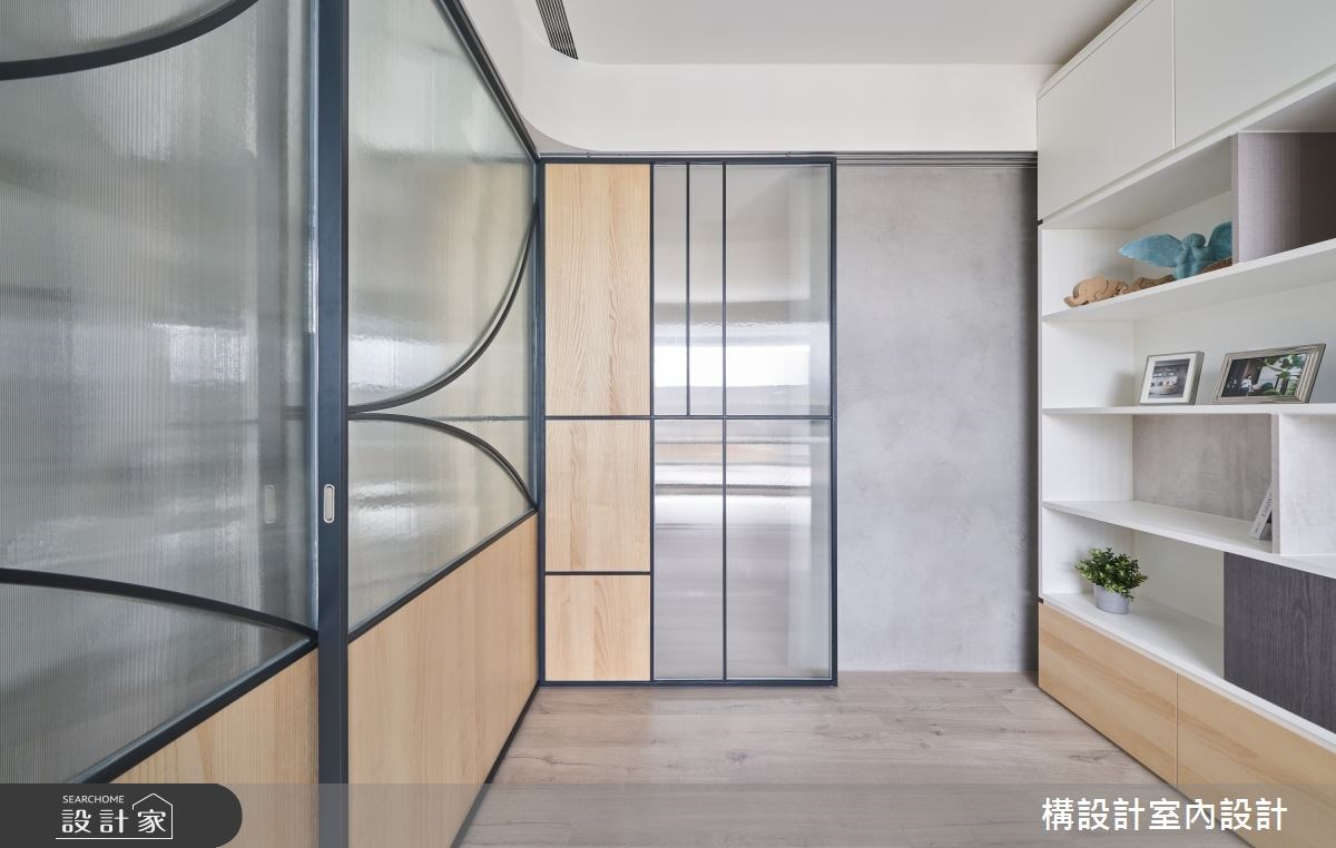 玻璃門面設計案例-書房鐵件霧面玻璃門