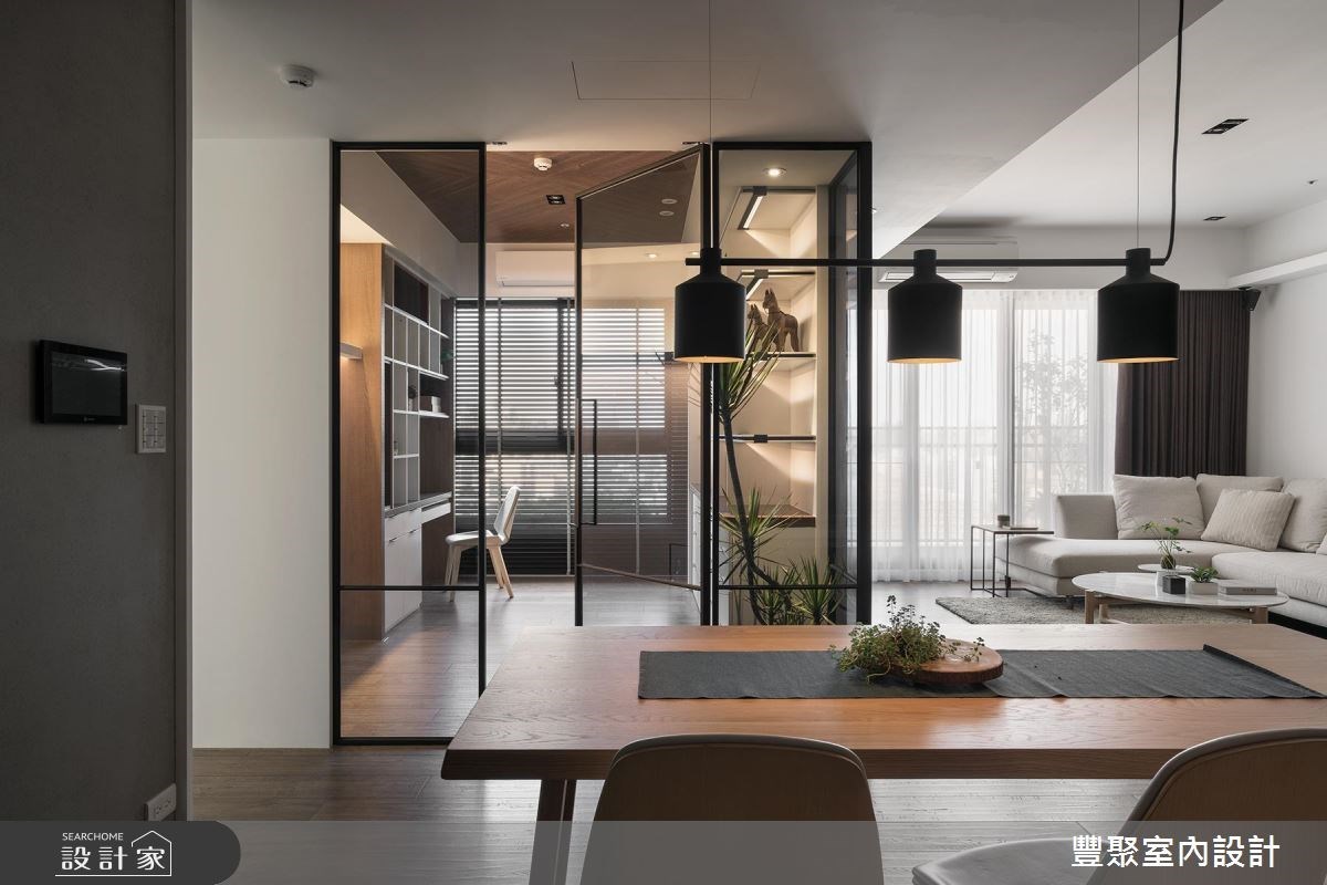 玻璃門面設計案例-書房鐵件清玻璃門