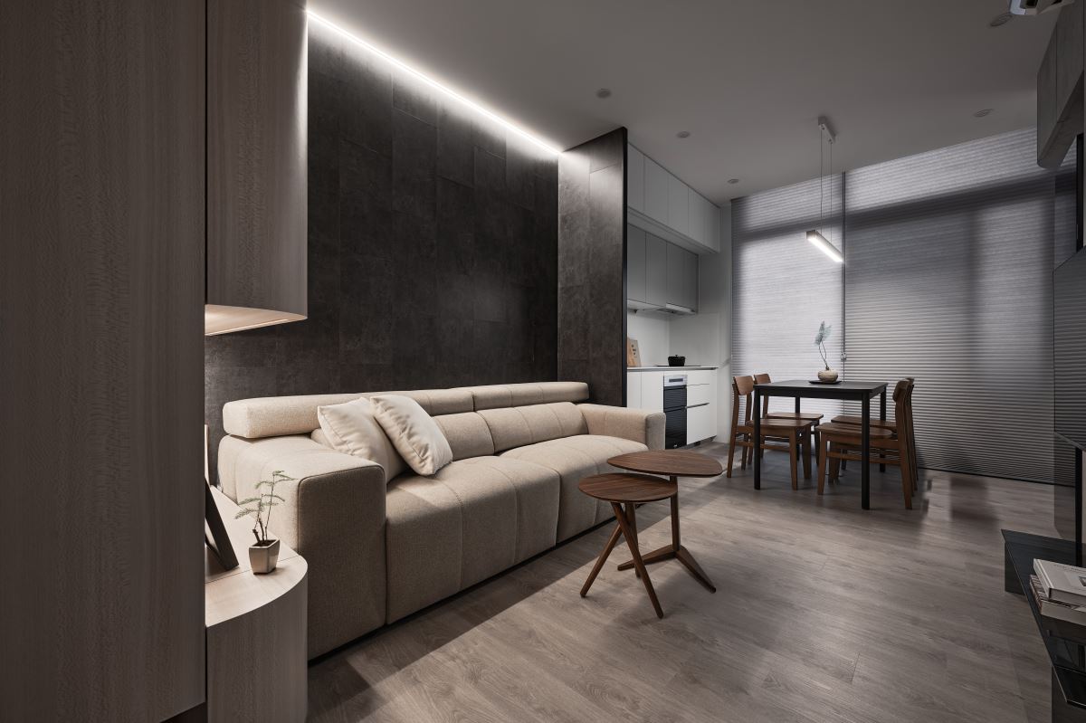 公私領域選用環保無毒、無甲醛成分的 SPC 石塑地板,除了能有效解決隔音問題,清潔與保養方面,也較其他材質容易許多,同時在抗污、抗刮、抗滑性也比一般木地板更好。