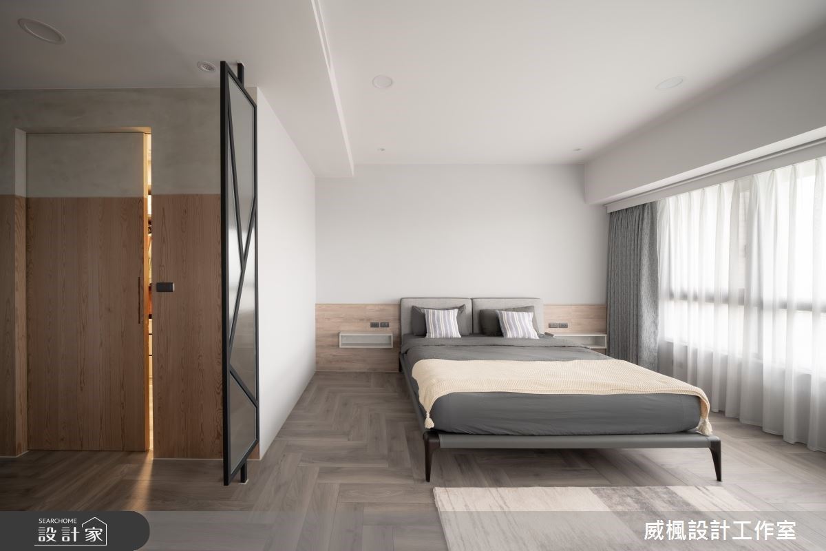 主臥室將芬蘭的三角造型穿插於立面上,讓大自然景觀元素以不同方式展現出來。