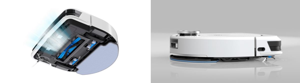 雷姬 D8 掃拖地機器人搭載 HSSPL 智能大動作平板拖布，透過最高每分鐘 1300 次，每次 8 毫米、加壓 800 克的仿手拖來回往復擦拭，適用於各種污垢狀況的清掃模式。