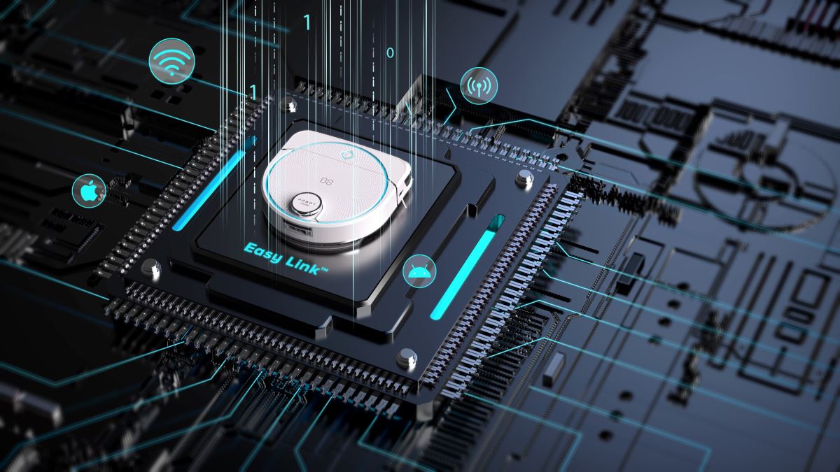 雷姬 D8 掃拖地機器人 Easy Link 設計，自帶熱點不需 Wi-Fi 路由器的。