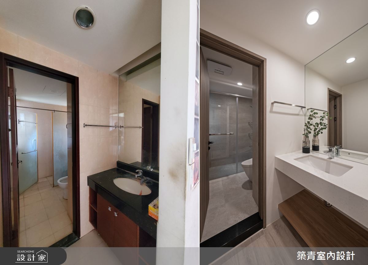 浴室前後對比圖。