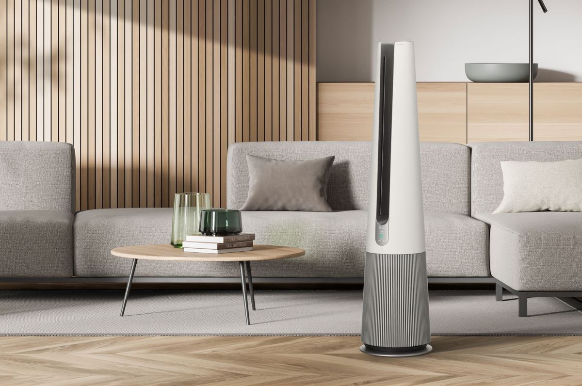 LG AeroTower 風革機榮獲紅點設計大獎,纖長塔型外觀即使擺放在臥室空間中心,也不影響空間動線,特定條件下僅23分貝的超靜音 ,宛如自然微風一樣輕輕吹拂