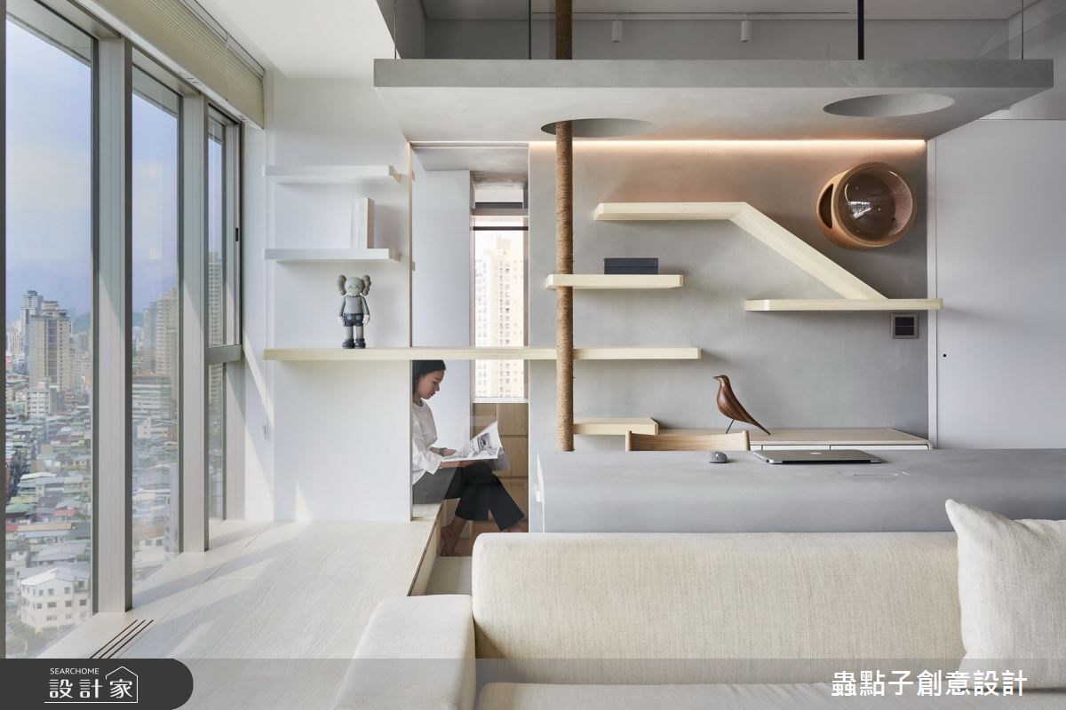 結合貓跳台的輕隔間，以折板手法創造人貓共處的舒適區域