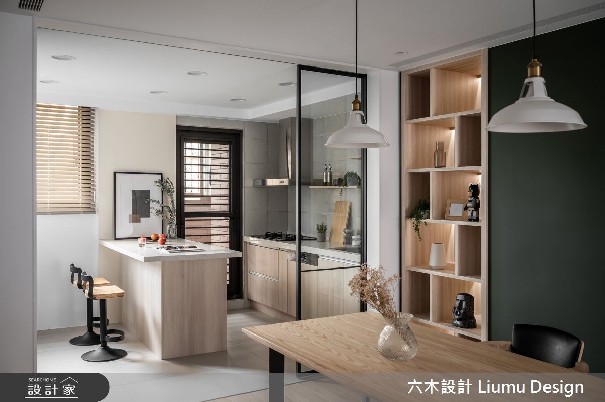 28坪現代風電器櫃與餐廳木質感相同調性