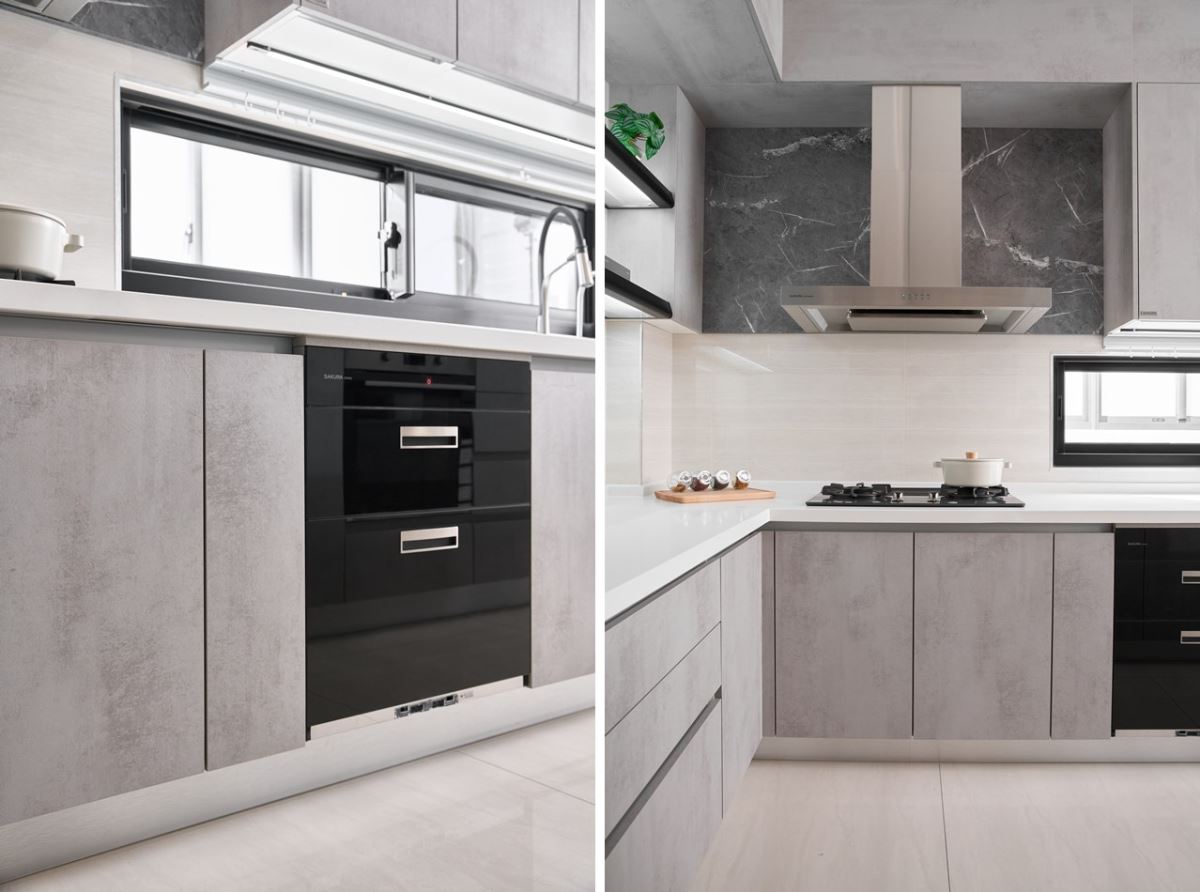 質樸自然的水泥紋理搭配石材花紋，呈現個性化跳色設計。