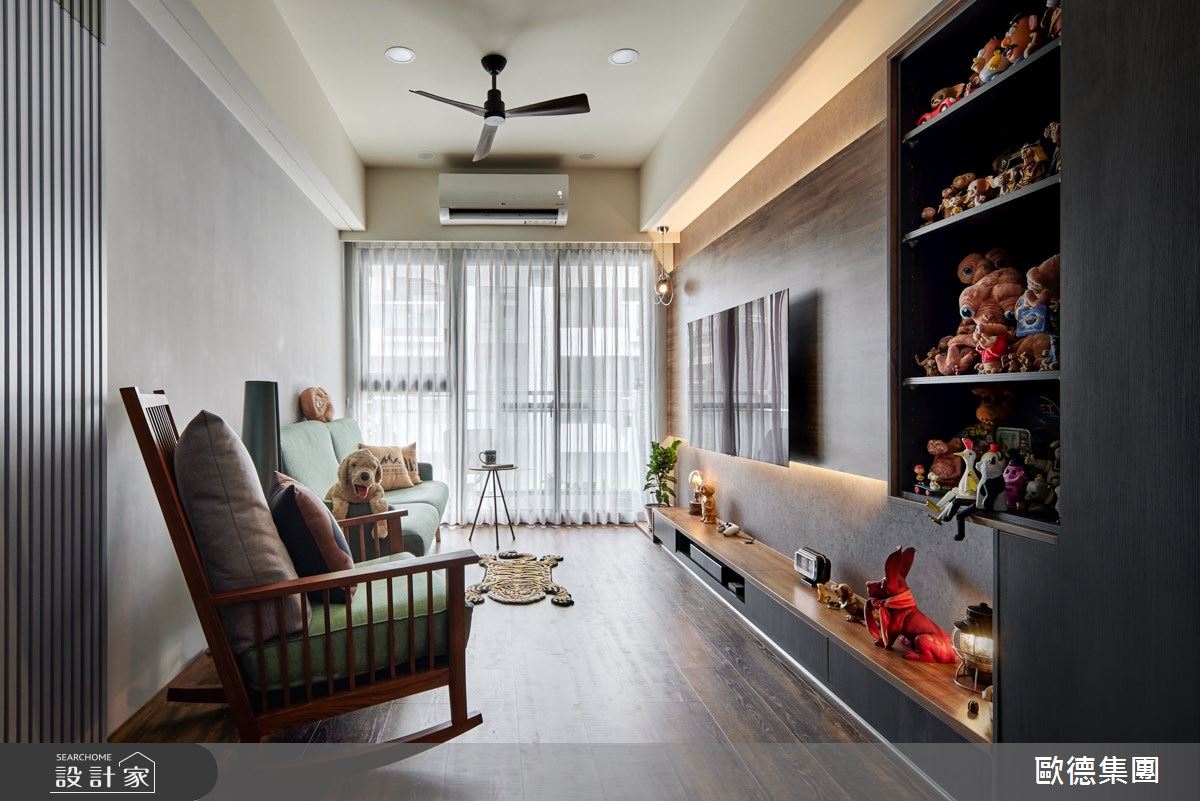 歐德設計師選用深灰、深木紋、莫蘭迪深藍、花園綠及美式工業風元素,為藝人 Gigi、史丹利混搭專屬風格。