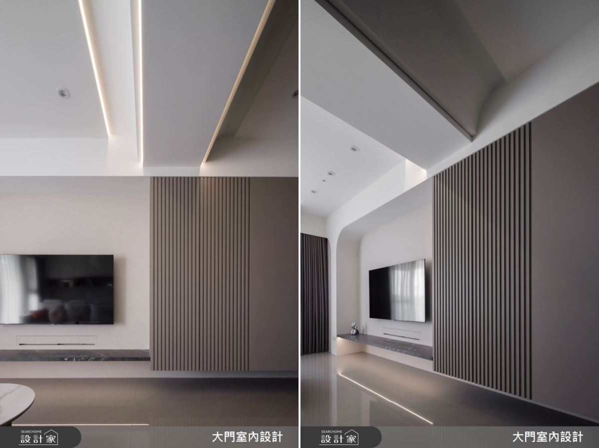 電視牆我們選用了莫蘭迪色的藝術漆,一開始很害怕藝術漆的效果不明顯,不過裝修完後效果讓我們很驚艷,近看就能感受到細緻紋路質感!