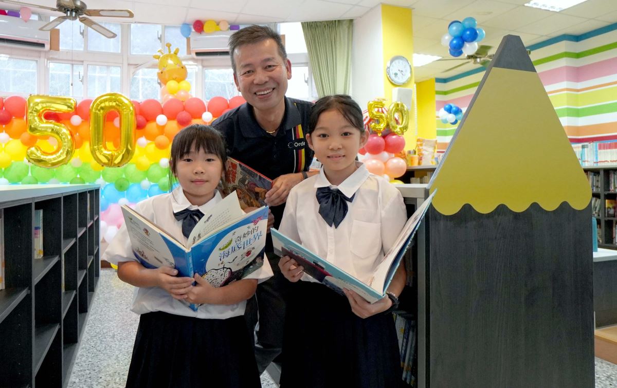 歐德集團董事長陳國都表示：百閱計畫邁入第 50 所幸福圖書室是一個重要的歷程碑，會繼續努力做下去。