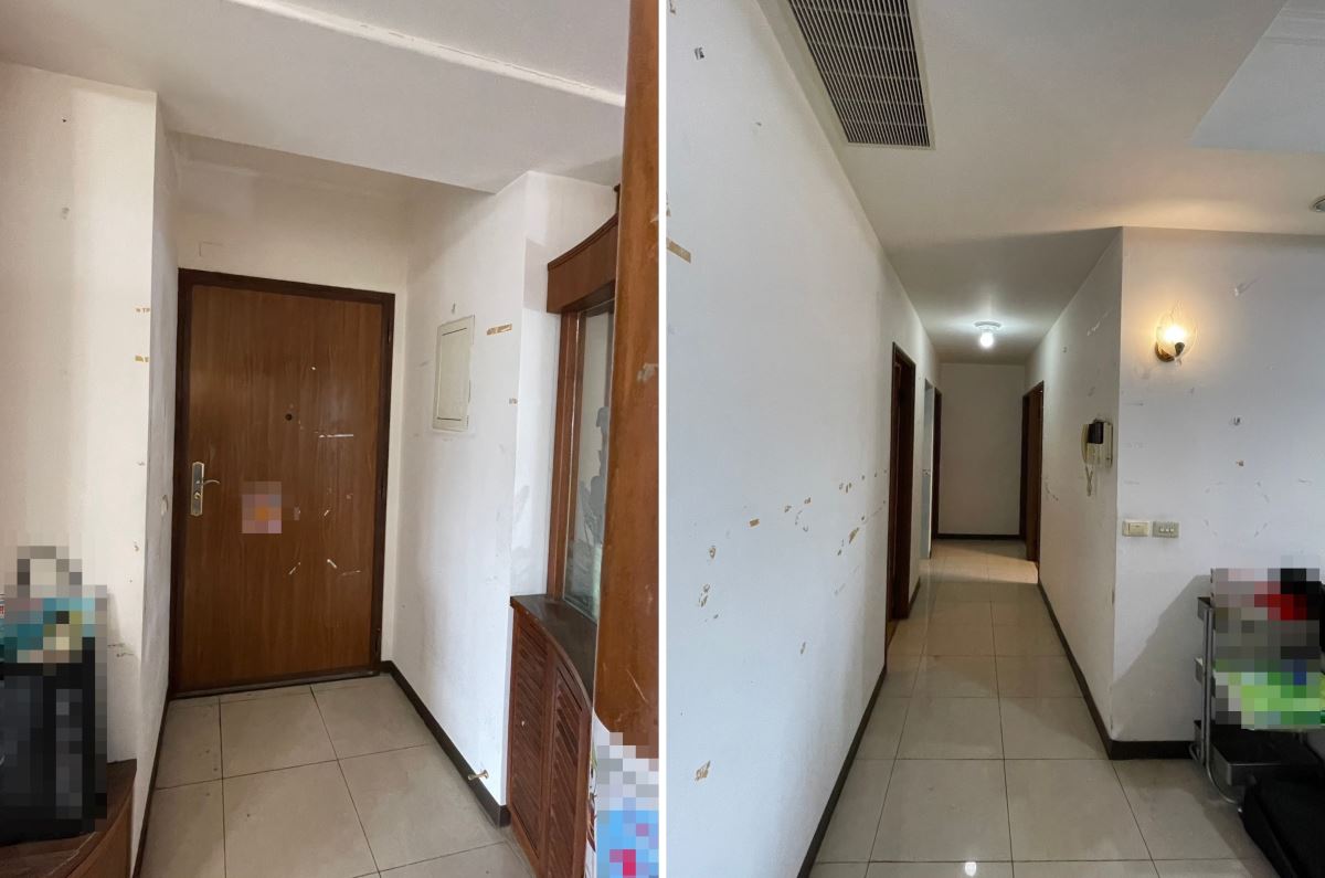 Before玄關大樑橫亙，銳角直對