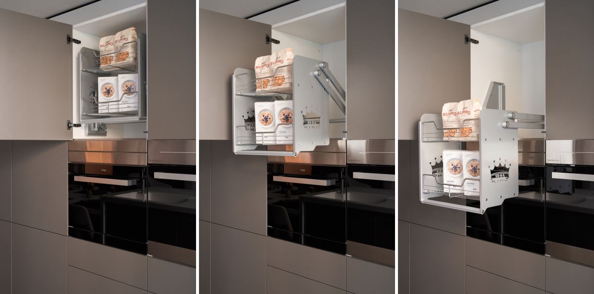 廚房配備下拉式五金,使人可以優雅拿取高處物品,烹飪方便無負擔。