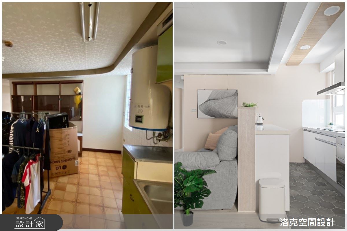 老屋翻新「青年案」BA照;左為原始公領域,右為翻新後公領域