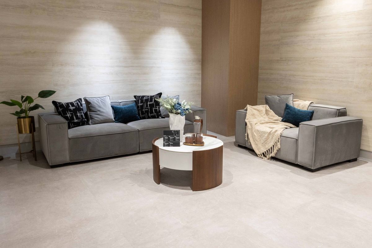 以冠軍磁磚,經典自然大理石紋理的高雅大方,展現簡約實用裝潢設計。