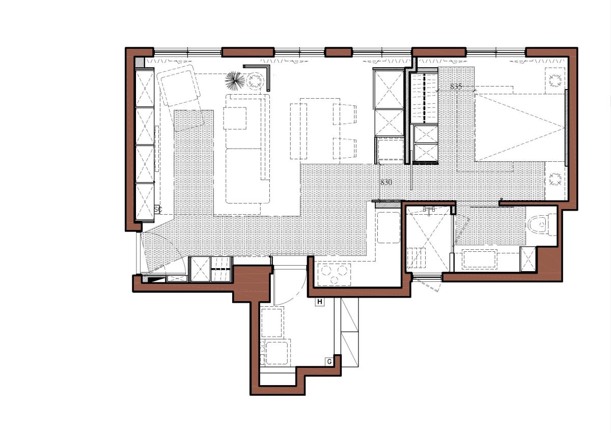 深色部分為動線規劃。 圖片提供 演拓空間室內設計