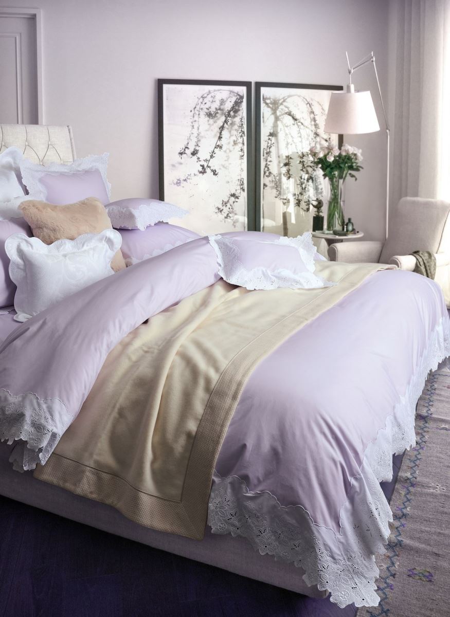 PUR 永恆之戀 Yolanda  100%義大利原裝ANGEL SKIN  GIZA埃及超長纖細棉 500TC 蕾絲寢飾  雙人四件式  週慶價90,610元 原價106,600元