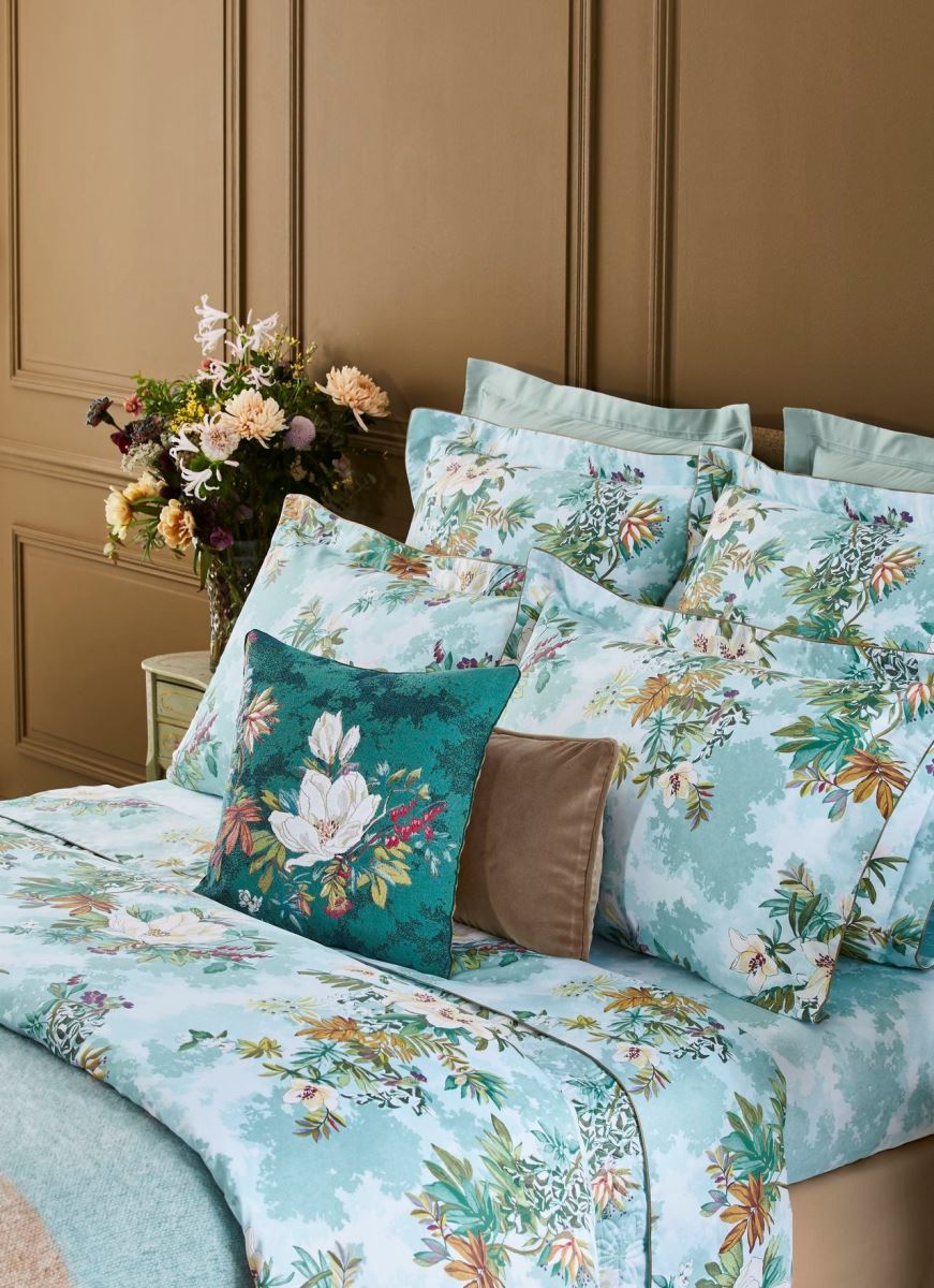 Yves Delorme綠光花境 Panorma 法國原裝100%有機長纖細棉 印花寢飾  雙人四件式  週慶價40,426元 原價47,560元