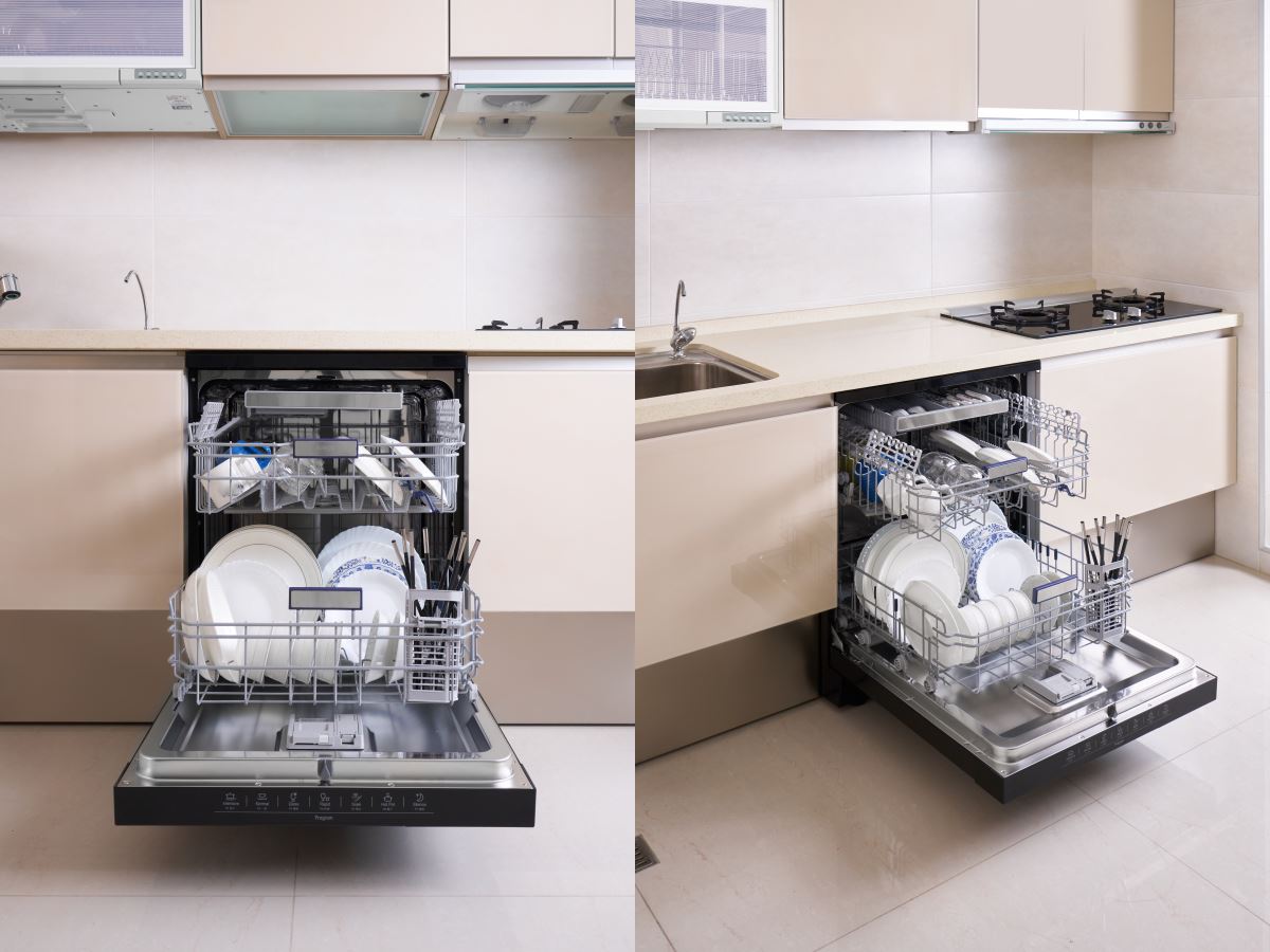 svago VE7190 熱風烘乾洗碗機內有中式三層籃架,適合台灣家庭使用。