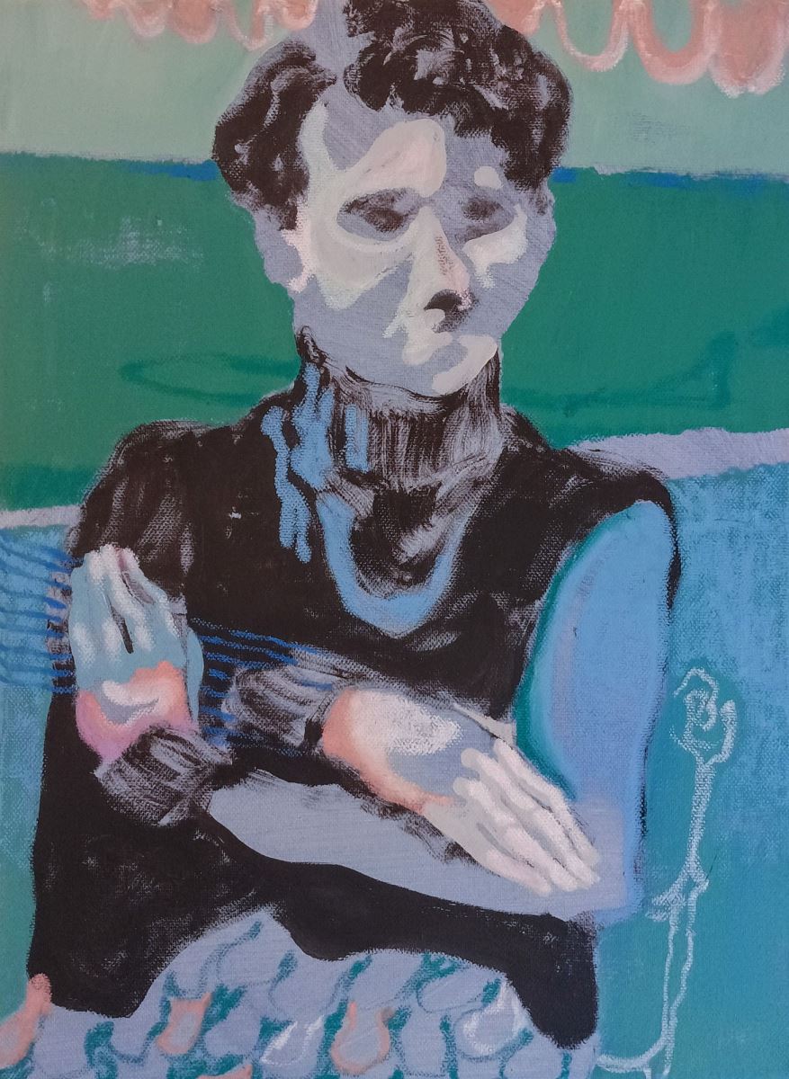 馬泰奧・卡薩利・卡拉梅洛/Matteo Casali Caramello_《這場派對還要多久?/How Long Does This Party Long_》_複合媒材、畫布/Mixed Media on Canvas_40 x 30 cm_2024