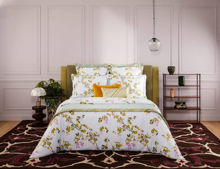 依芙德倫Yves Delorme 仲夏螢舞Luciole 法國原裝100%有機⾧纖細棉印花寢飾  雙人四件套  優惠價 NT$40,426元  (原價  NT$47,560元)