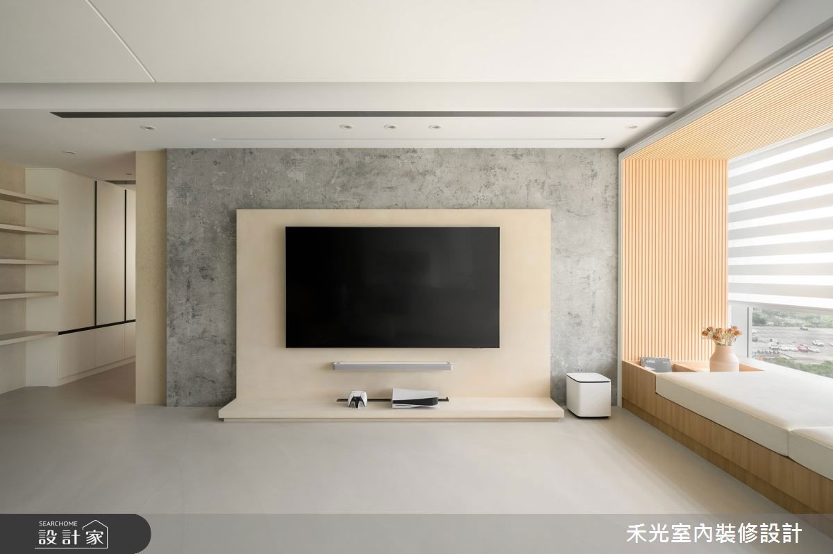 石材的堅硬、原始質感能與木材的柔和相互襯托