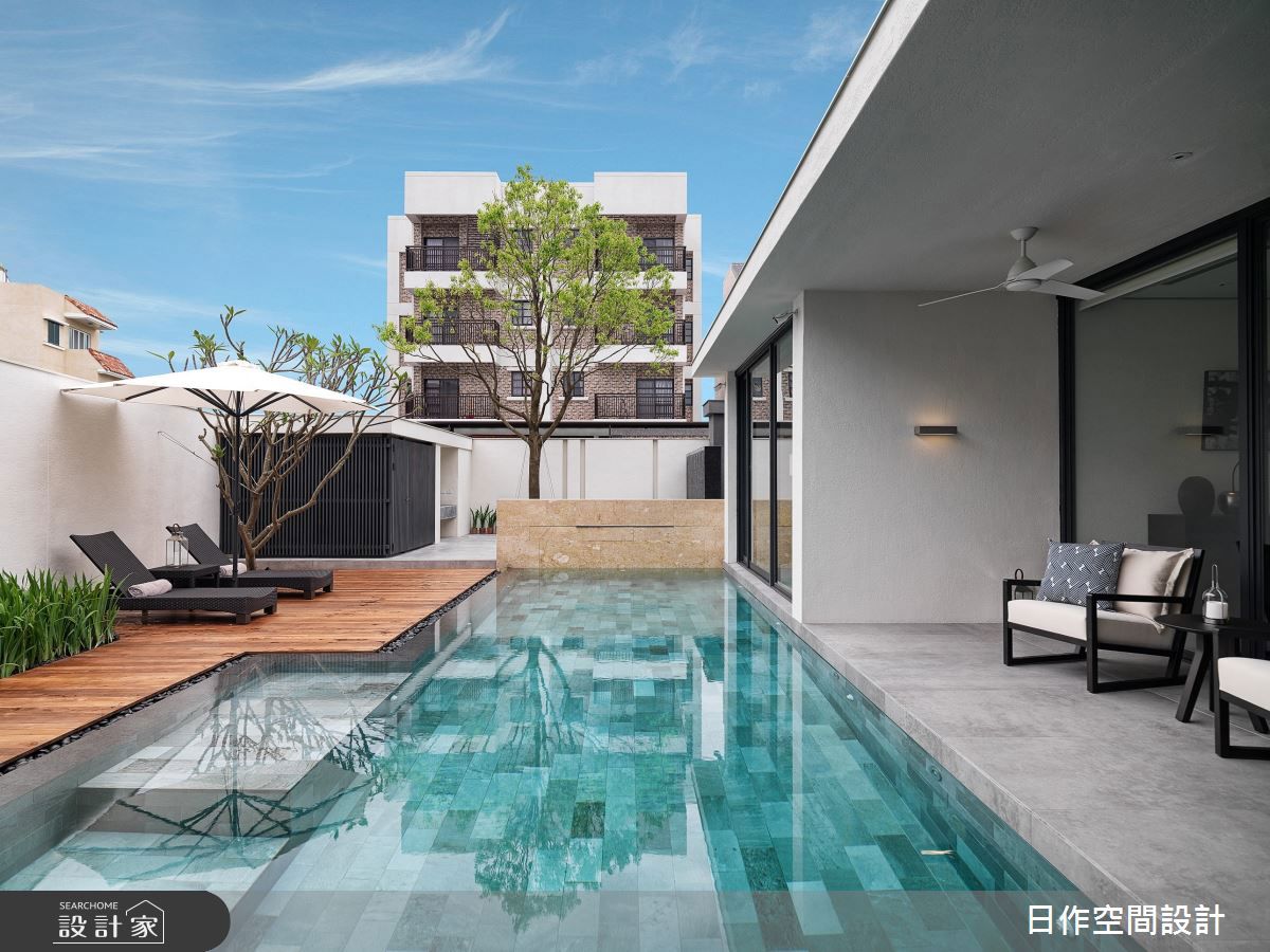 位於台灣濱海城市的私人招待所,泳池水面冷卻效應,對於降低環境溫度也有幫助