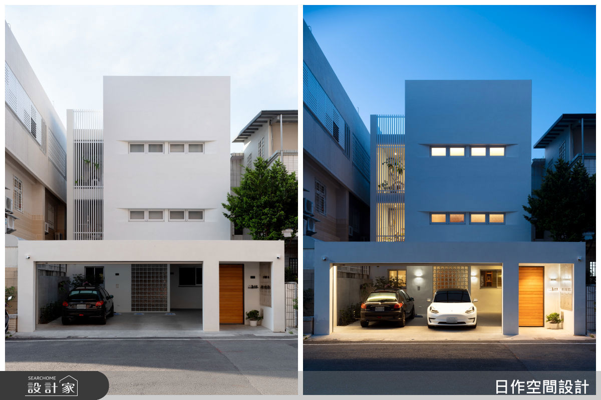 由於基地兩旁的棟距非常近,因此首要挑戰是「如何兼顧隱私與採光」。設計師將建築與道路保持距離,縮小正面開窗,並以推窗取代傳統落地窗與陽台,兼顧遮雨與降溫,化解東台灣夏日的炙熱陽光。