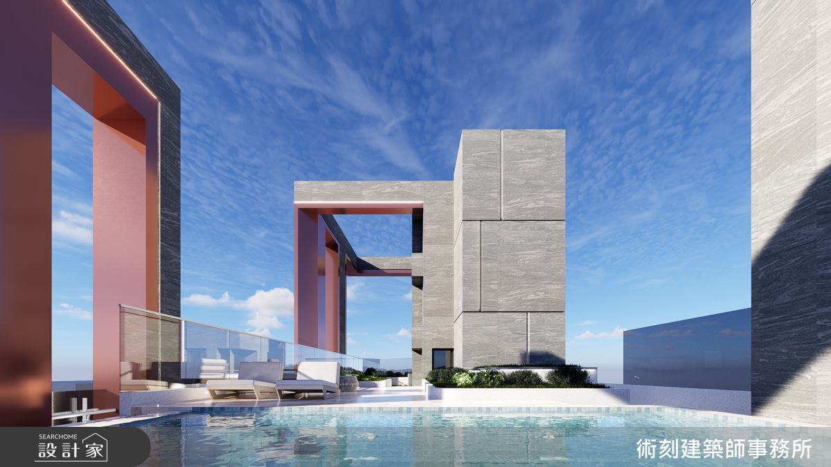 邊際泳池與植栽平台，打造都市上空的靜謐綠洲。