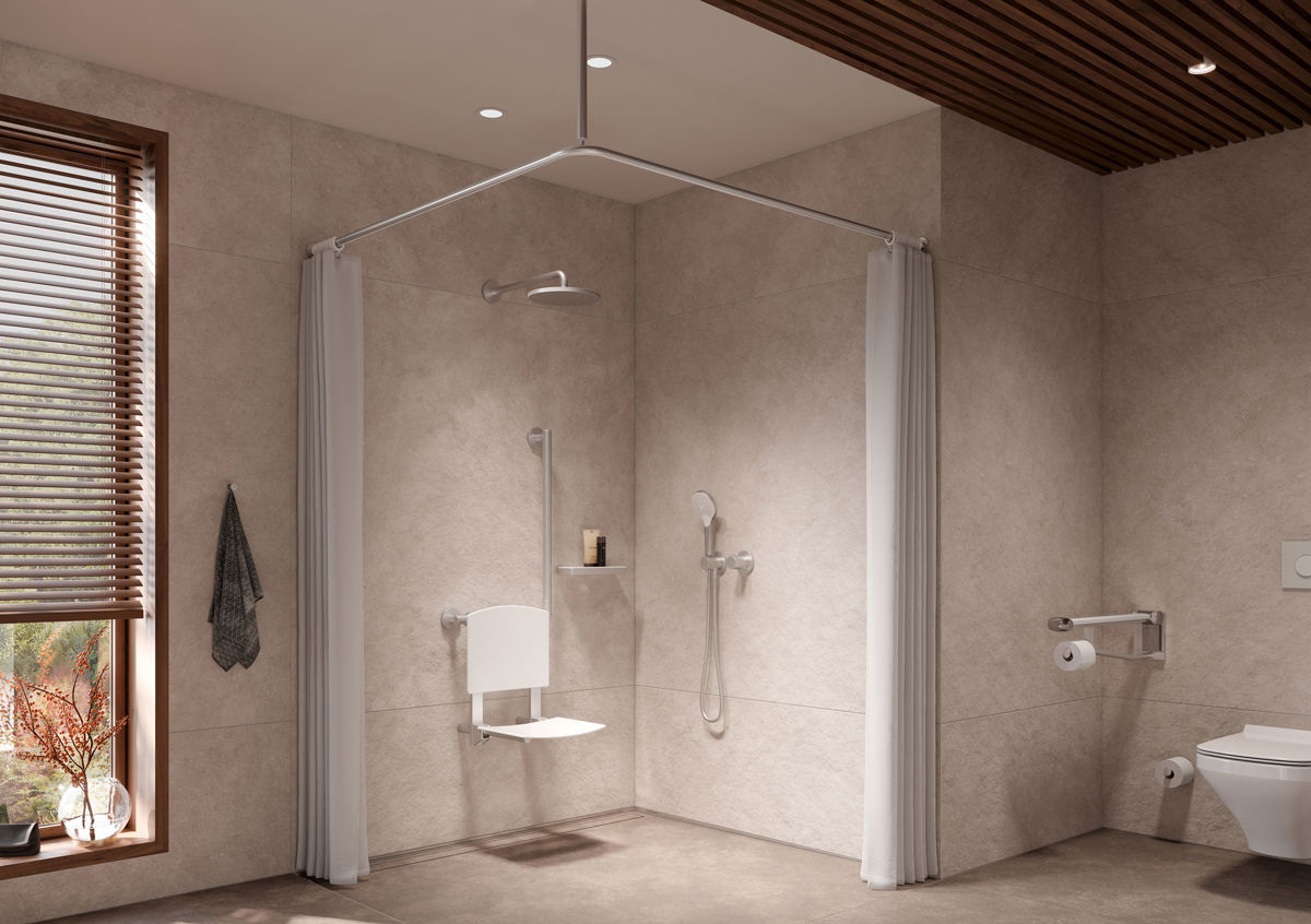 KEUCO IXMO衛浴系列以極簡卻精緻的功能與造型，榮獲多項國際設計大獎，秉持「LESS CAN DO MORE」的概念，	在嚴謹的德國工藝中鍛造出高度靈活的實用設計。整合蓮蓬頭與衛浴座椅設計，提供友善、安全的淋浴環境，也顛覆輔具厚重結構的刻版印象，從優美的設計姿態中照顧全齡使用者。