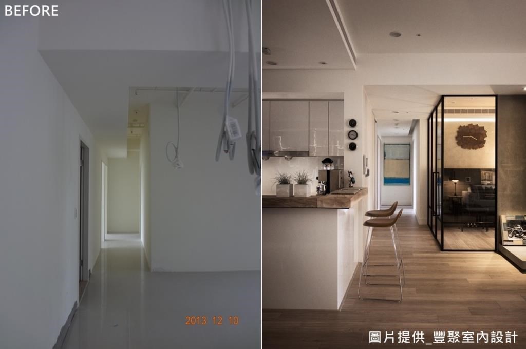 廚房與客廳之間原有一面牆,最後把牆面拆除,打造成開放式廚房。 廚房與客廳之間原有一面牆,最後把牆面拆除,打造成開放式廚房。