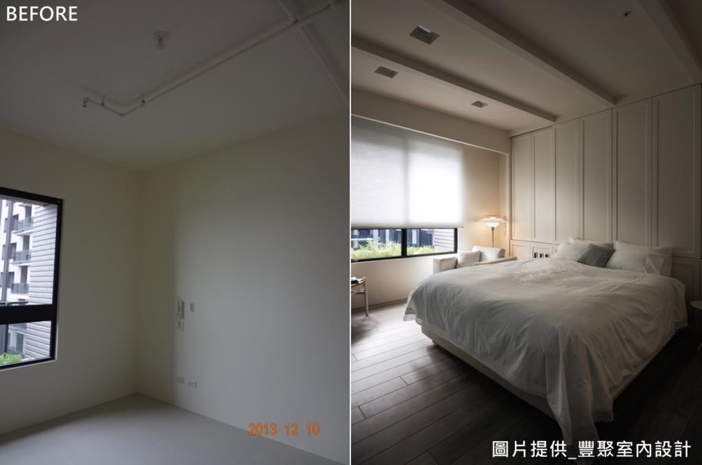 臥房採用斜屋頂,延伸空間視覺高度,透過簡單色彩與木材質傳遞北歐風格。 臥房採用斜屋頂,延伸空間視覺高度,透過簡單色彩與木材質傳遞北歐風格。