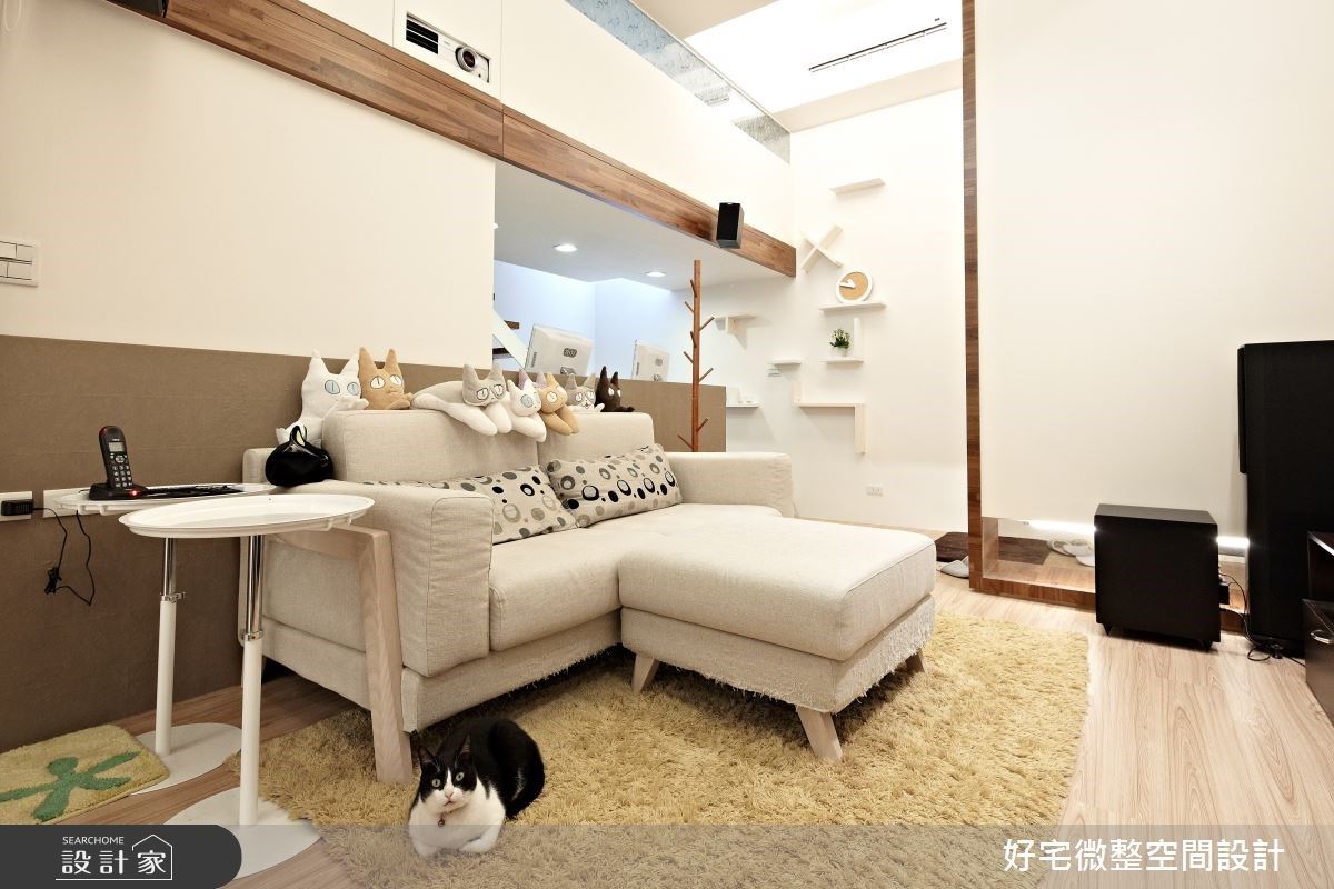 此住宅的主人是一對年輕屋主,2 主 3 貓的成員下,在