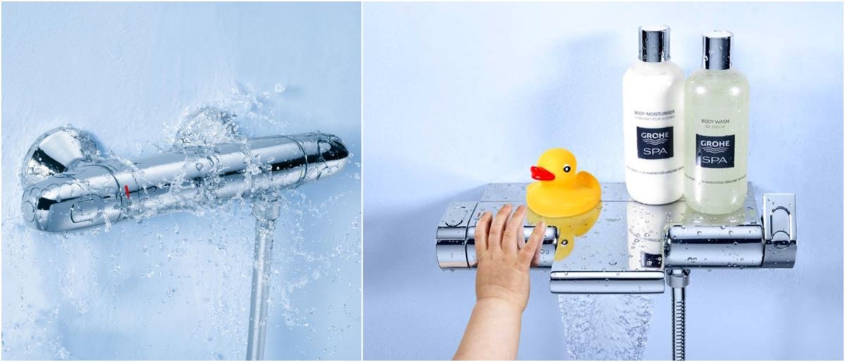 Grohtherm 1000 New 定溫淋浴龍頭(左)、Grohtherm 2000 New 定溫浴缸龍頭(右) Grohtherm 1000 New 定溫淋浴龍頭(左)、Grohtherm 2000 New 定溫浴缸龍頭(右)