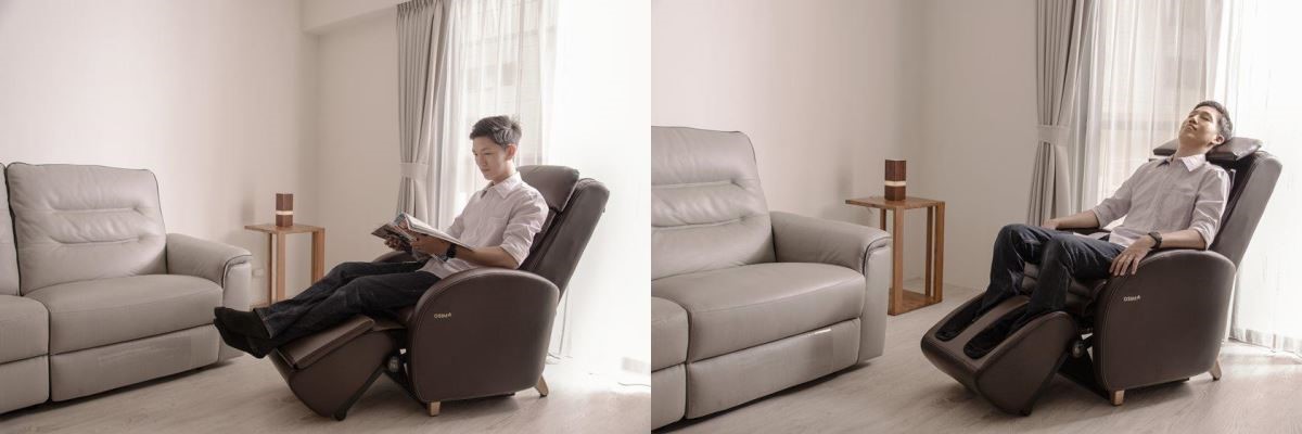 擁有 OSIM 小天后復刻版,家就更顯悠閒而放鬆。想按摩時,只需按一鍵即可換換為全身按摩椅,也可做為閱讀時的躺椅。 擁有 OSIM 小天后復刻版,家就更顯悠閒而放鬆。想按摩時,只需按一鍵即可換換為全身按摩椅,也可做為閱讀時的躺椅。