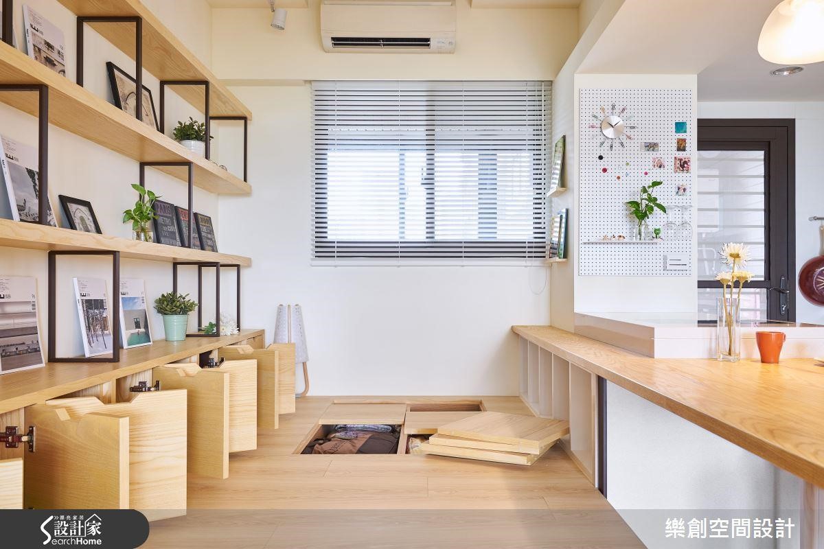 在廚房與多功能和室之間以吧台結合雙面電器櫃與長桌的設計,能大幅提升家人間的互動度,更方便家長對幼兒的照看。 在廚房與多功能和室之間以吧台結合雙面電器櫃與長桌的設計,能大幅提升家人間的互動度,更方便家長對幼兒的照看。