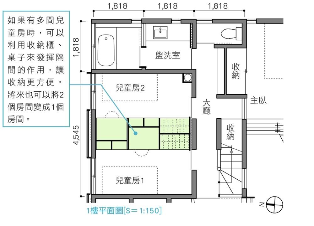 如果有多間兒童房時, 可以利用收納櫃、桌子來發揮隔間的作用, 讓收納更方便。將來也可以將2個房間變成1個房間 如果有多間兒童房時, 可以利用收納櫃、桌子來發揮隔間的作用, 讓收納更方便。將來也可以將2個房間變成1個房間