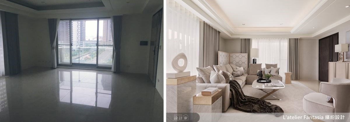 Before + After 客廳軟裝完工圖。 Before + After 客廳軟裝完工圖。