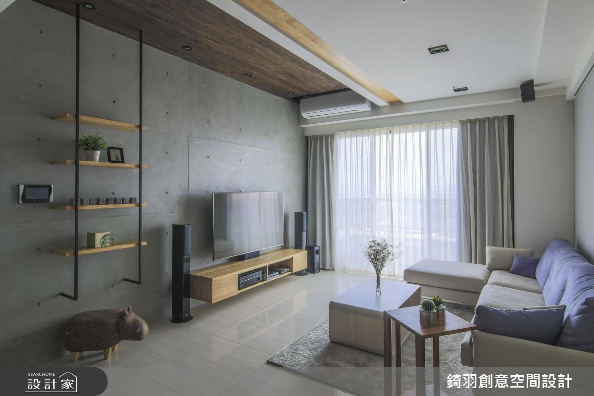 34 坪簡約風住宅,以清水模佐木質及鐵件,定調居家沉