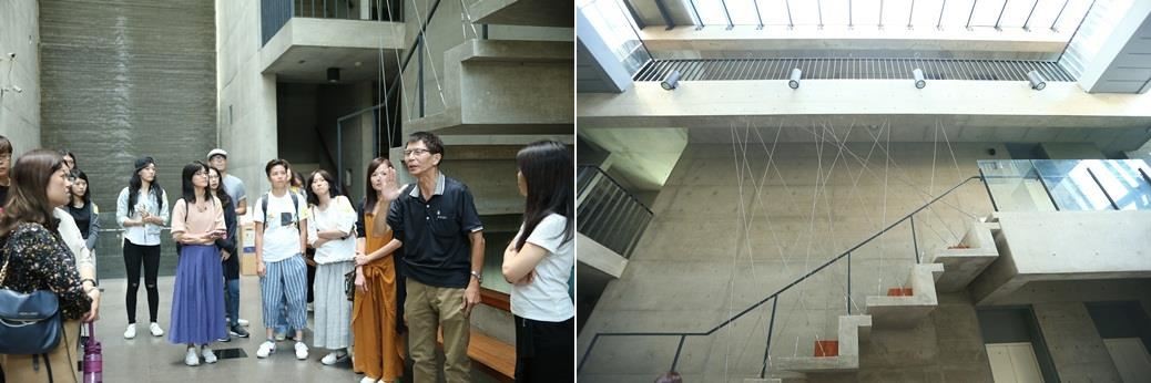 基督救恩之光教會長老尤之堅講解建築概念—建築師廖偉立將業主對信仰的態度與軌跡,不著痕跡的處處融入清水模量體當中。 基督救恩之光教會長老尤之堅講解建築概念—建築師廖偉立將業主對信仰的態度與軌跡,不著痕跡的處處融入清水模量體當中。