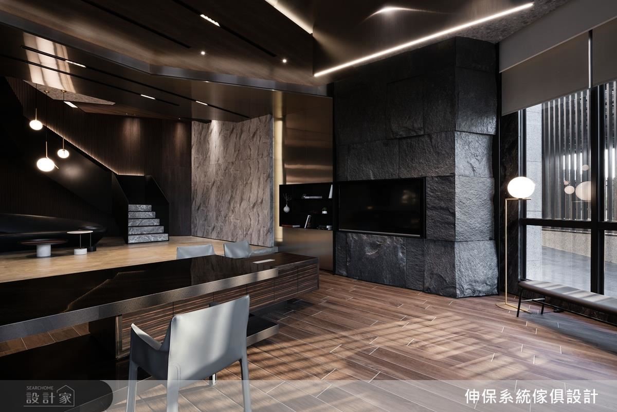 展示牆面以石材、鍍鈦、仿大理石系統板材序列搭配,展示板材細部質感。 展示牆面以石材、鍍鈦、仿大理石系統板材序列搭配,展示板材細部質感。