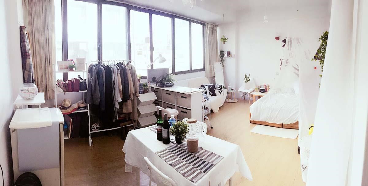 Pei Wu的租屋處,原本是非常傳統的老舊公寓,屋齡大概
