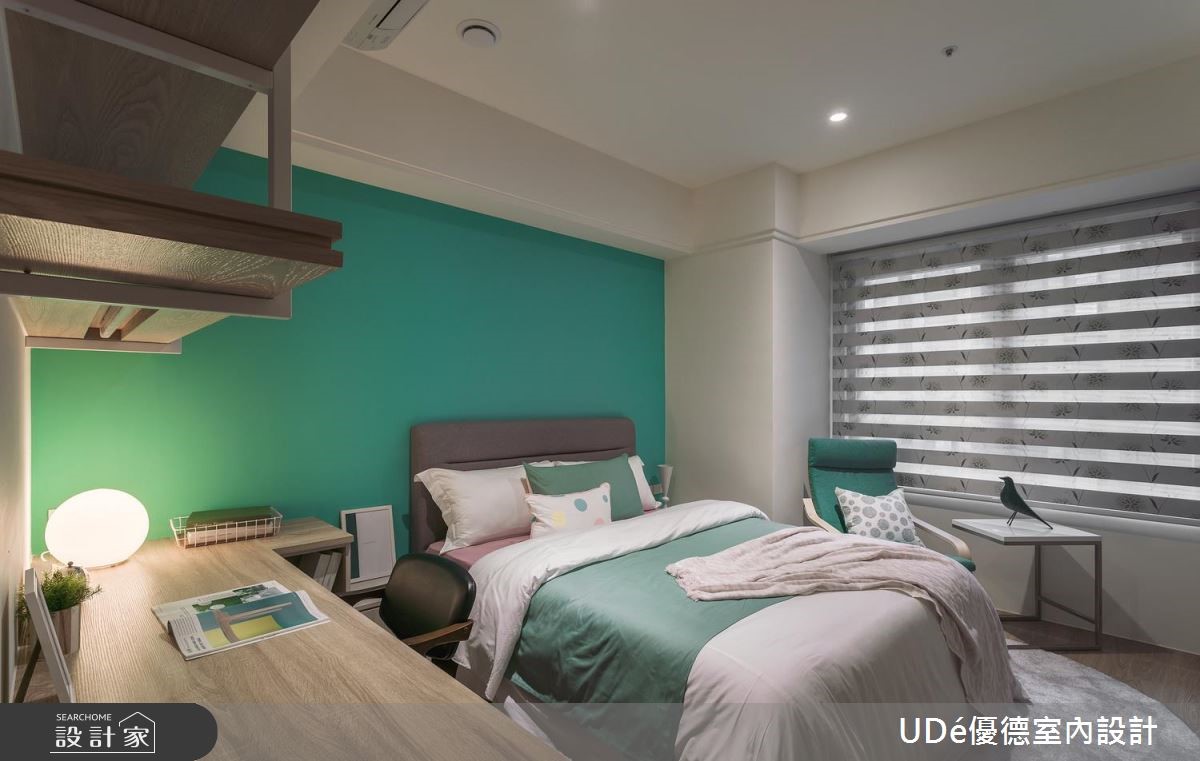 36 坪現代風住宅,一道莫蘭迪綠電視牆,傳遞溫柔沉穩