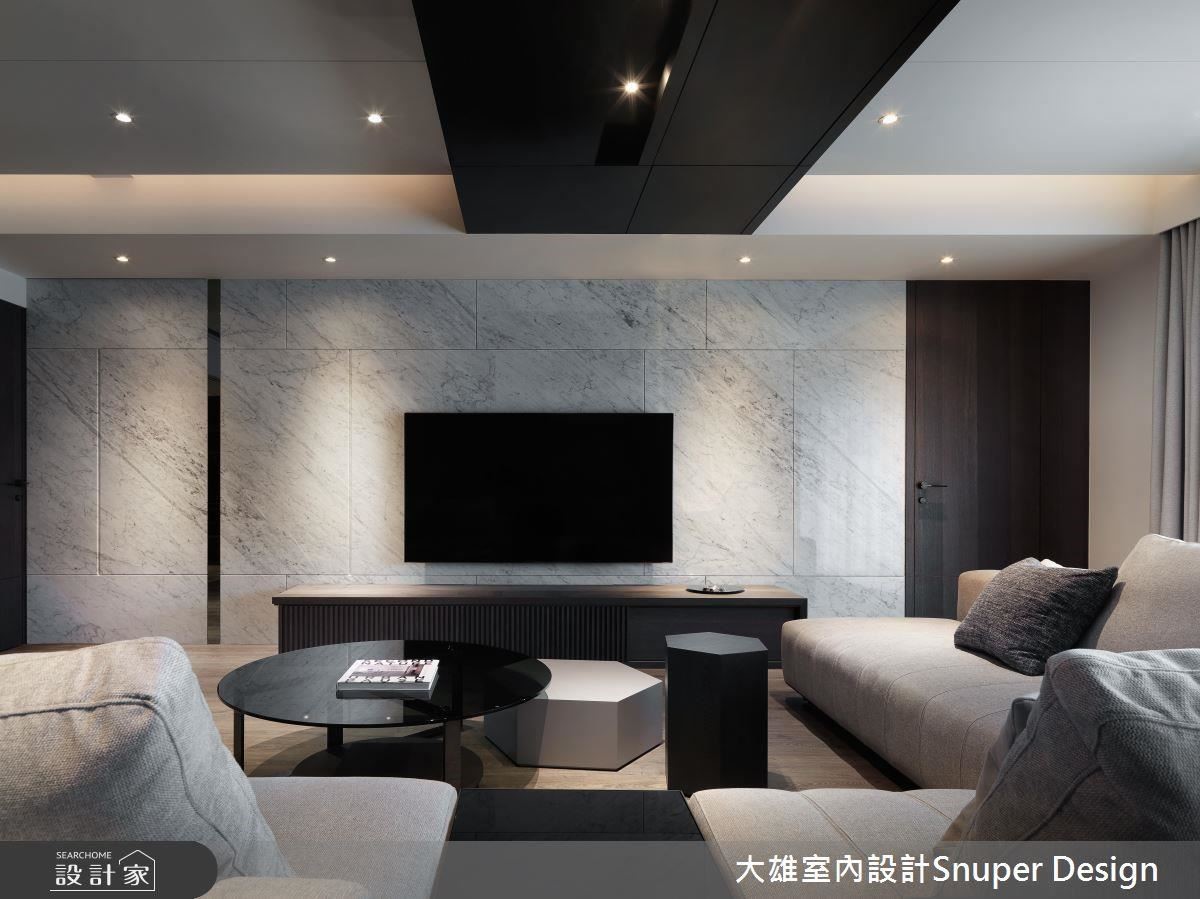 電視牆鋪陳大面大理石,不僅顯現磅礡自然紋理,更以異材質堆疊獨到精品質感。 電視牆鋪陳大面大理石,不僅顯現磅礡自然紋理,更以異材質堆疊獨到精品質感。