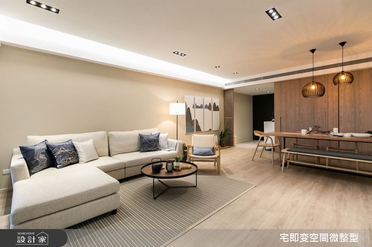 42 坪人文禪風新居以木質材為空間底蘊,巧用暖霧鄉色